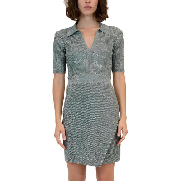 NEW SIMKHAI rayan polo mini dress in powder blue marl